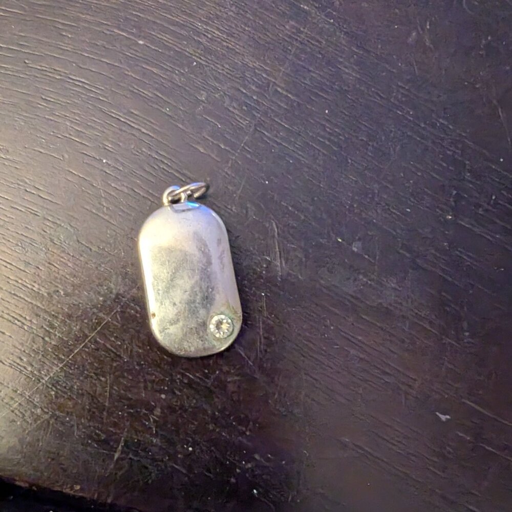 VINTAGE SMALL SILVER JEWELED PENDANT #20